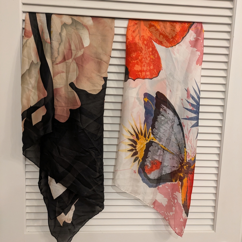 Klio Creations And Amiee Lynn Floral and Butterfly Print  2 Set Scarfs